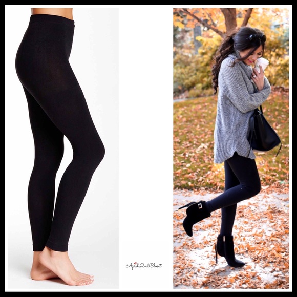BLACK FLEECE LINED LEGGINGS - Picture 2 of 7